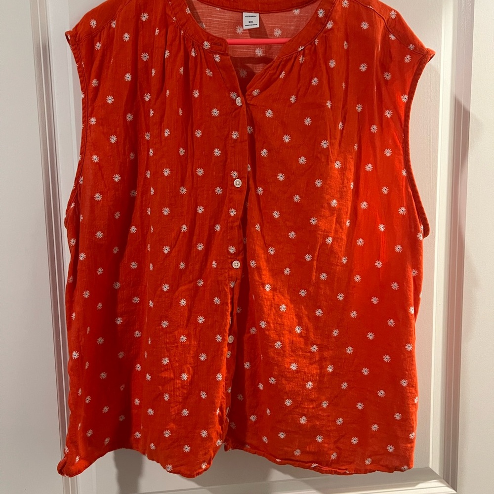 Old Navy Orange Floral Button-Up Blouse